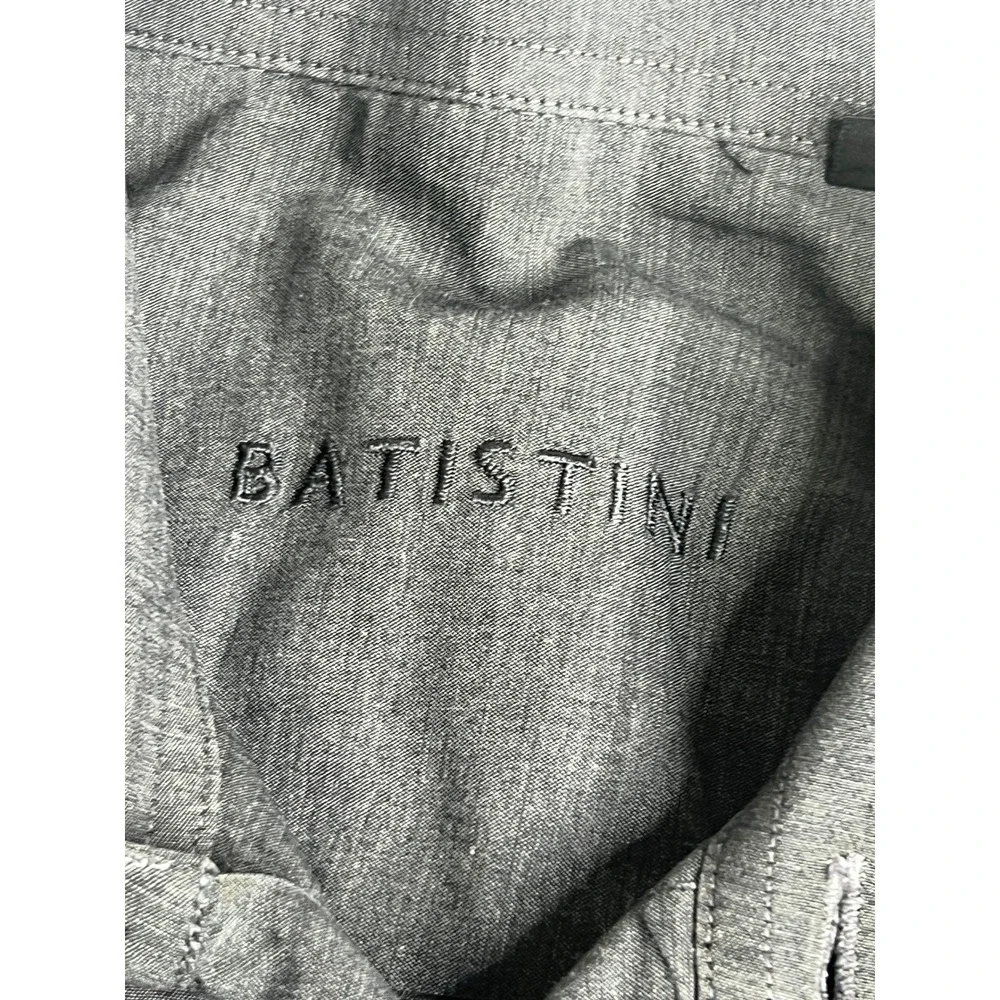 Batistini Mens Long Sleeve Button‎ Down Dress Shirt Size 39/40 Gray Cotton Blend